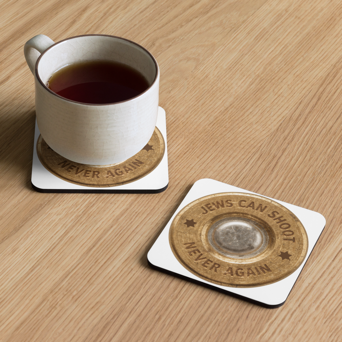 Magnum .357 headstamp coaster - Never Again—Because the Jew Is Armed
