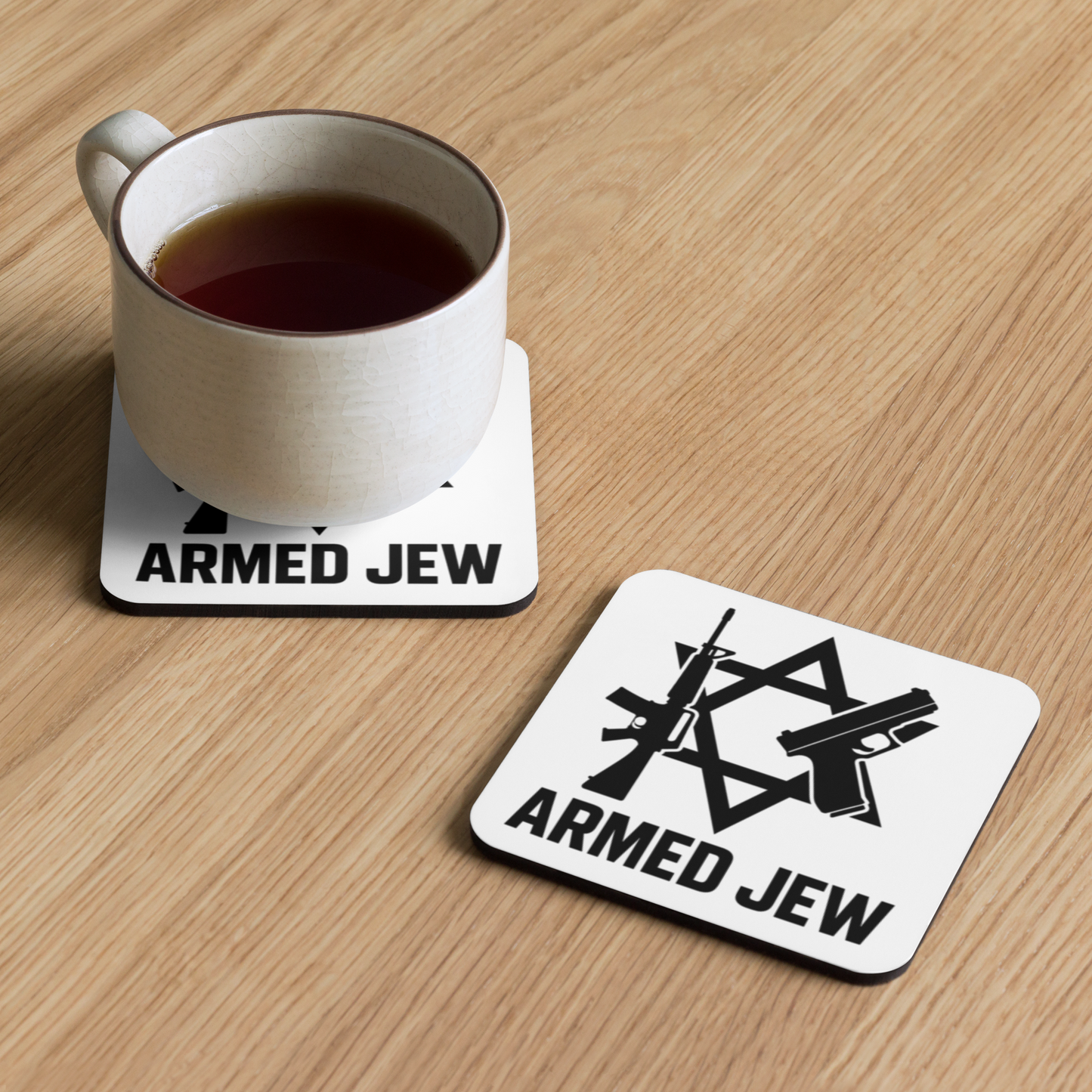 ARMED JEW Coaster – Bold. Unapologetic. Unmovable.
