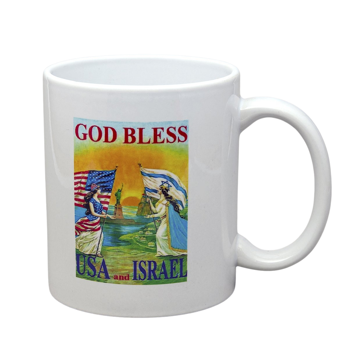 God Bless USA and Israel ceramic mug