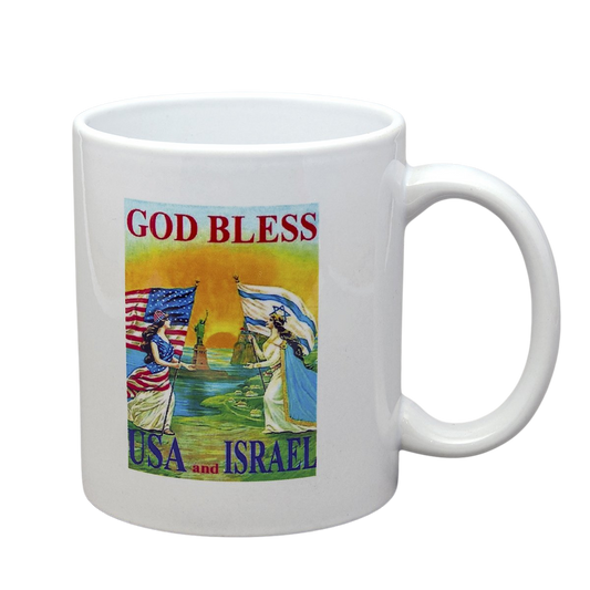 God Bless USA and Israel ceramic mug