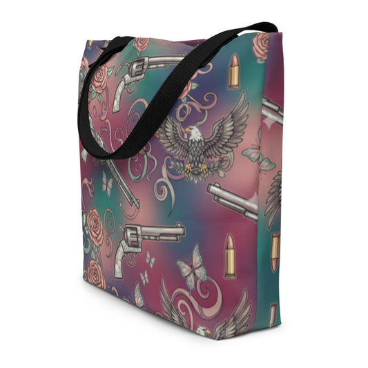 Wild Roses & Revolvers Tote – Bold Freedom in Every Carry