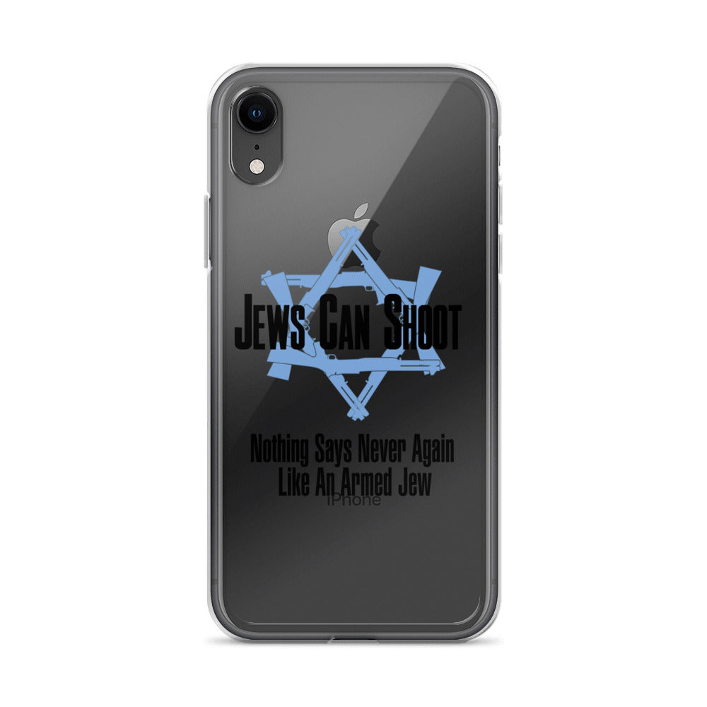 Clear Case for iPhone® with Jews Can Shoot logo and motto