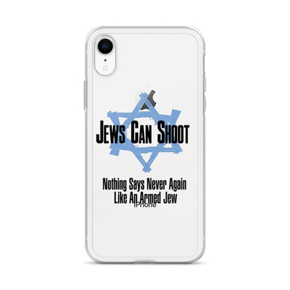 Clear Case for iPhone® with Jews Can Shoot logo and motto