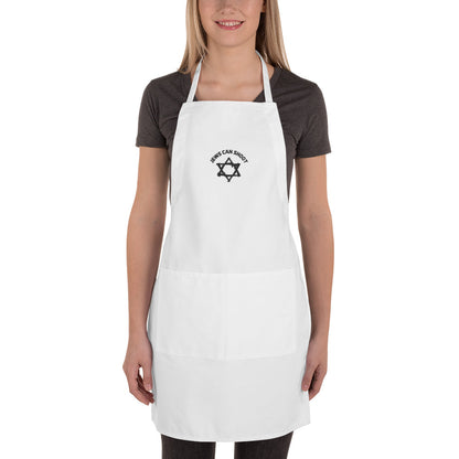 Jews Can Shoot Embroidered Apron - white