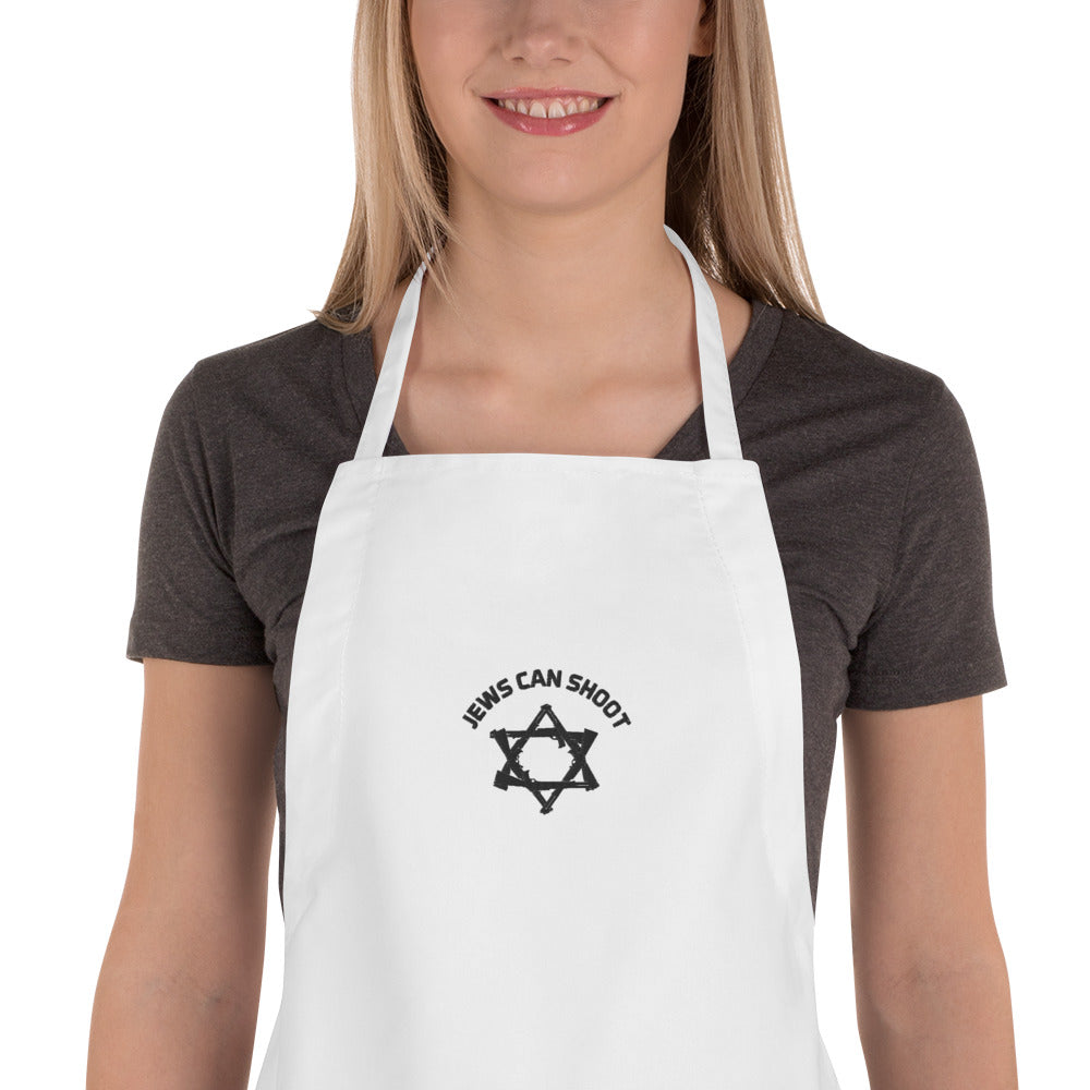 Jews Can Shoot Embroidered Apron - white