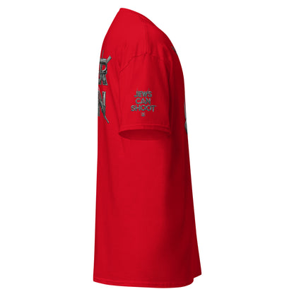 NEVER AGAIN” Armed Jew Tee – Bold Jewish Self-Defense Statement Shirt