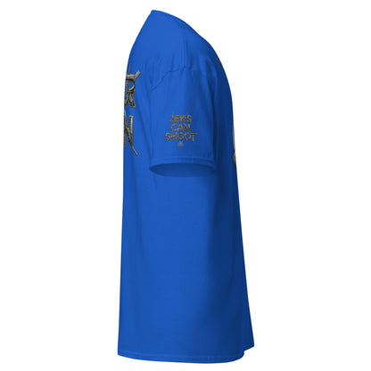 NEVER AGAIN” Armed Jew Tee – Bold Jewish Self-Defense Statement Shirt