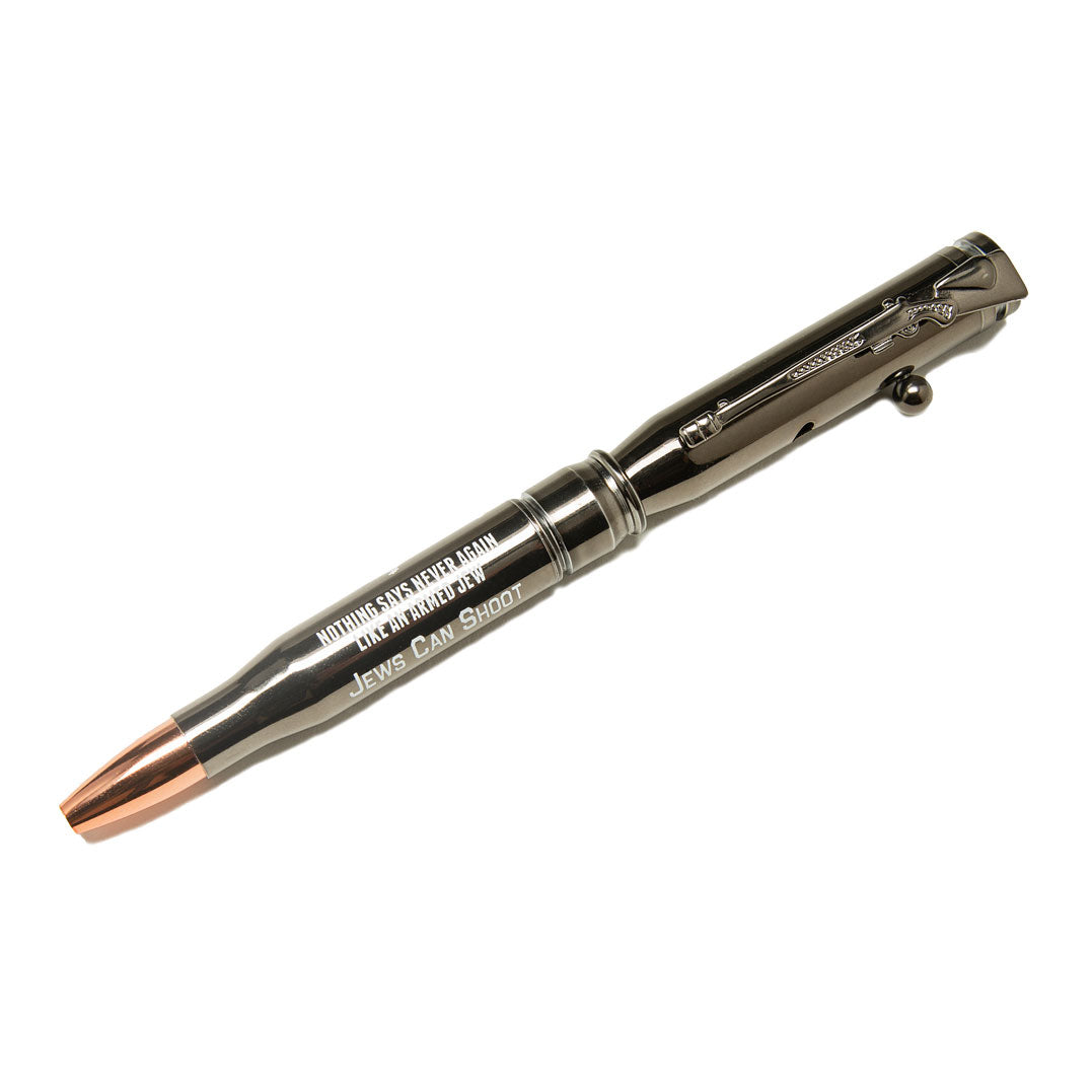 Rifle Bullet Ballpoint Metal Pen  with JEWS CAN SHOOT logo