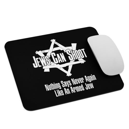 Mouse pad Black with Jews Can Shoot logo